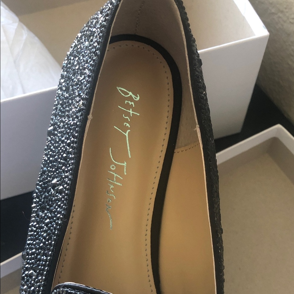 Betsey Johnson New Black Crystal Fully Embellished Loafers with Rounded Toe NWOT - Picture 4 of 8